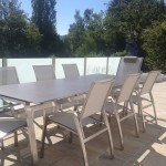 Exklusive Gartenmöbel Edelstahl - Design Tischgarnitur ALCEDO + FORNIX